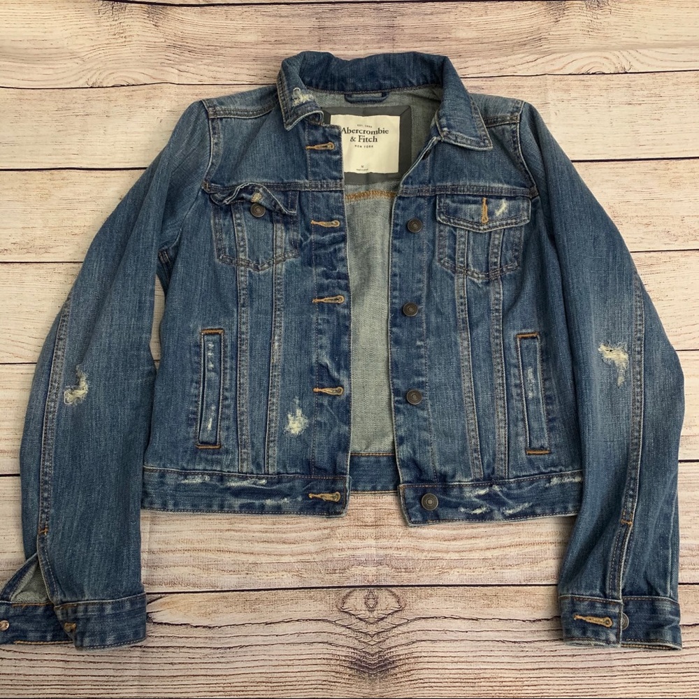 Abercrombie & Fitch Distressed Denim Jean Jacket
